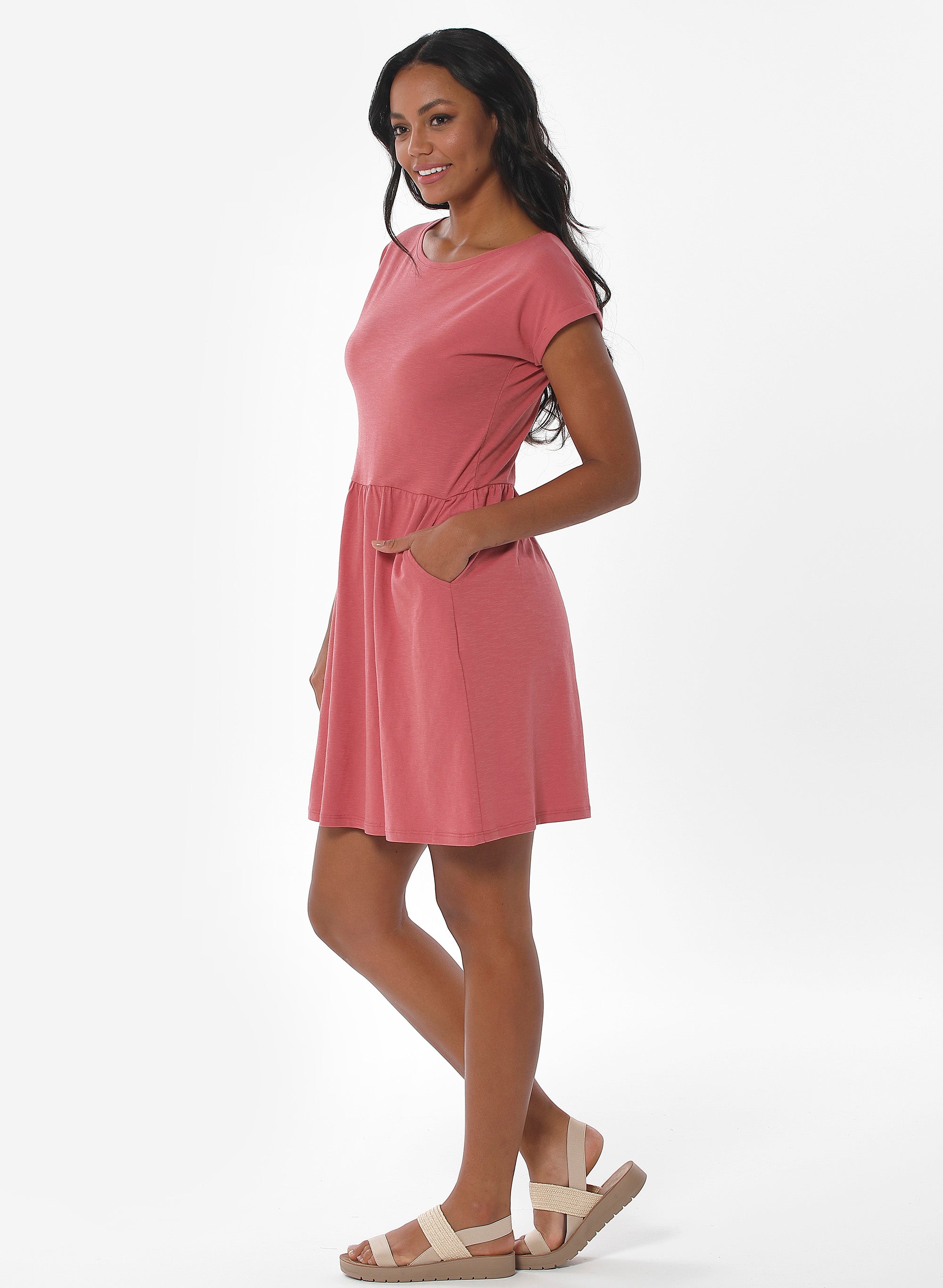 ORGANICATION womens vegan Slub Jersey Dress Pink