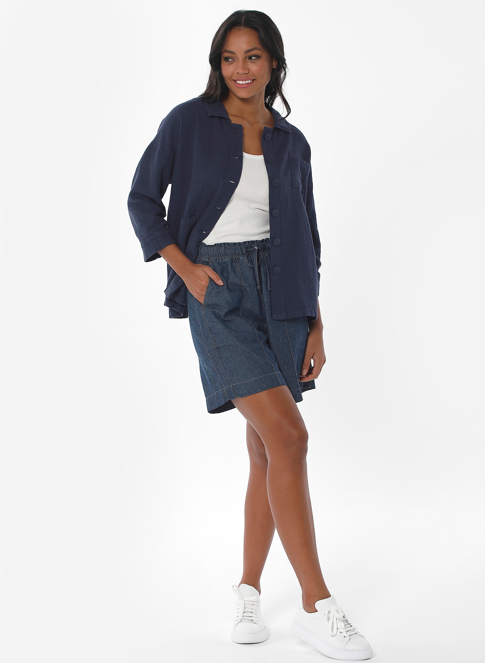 59152 - Damen vegan Hemdbluse Navy