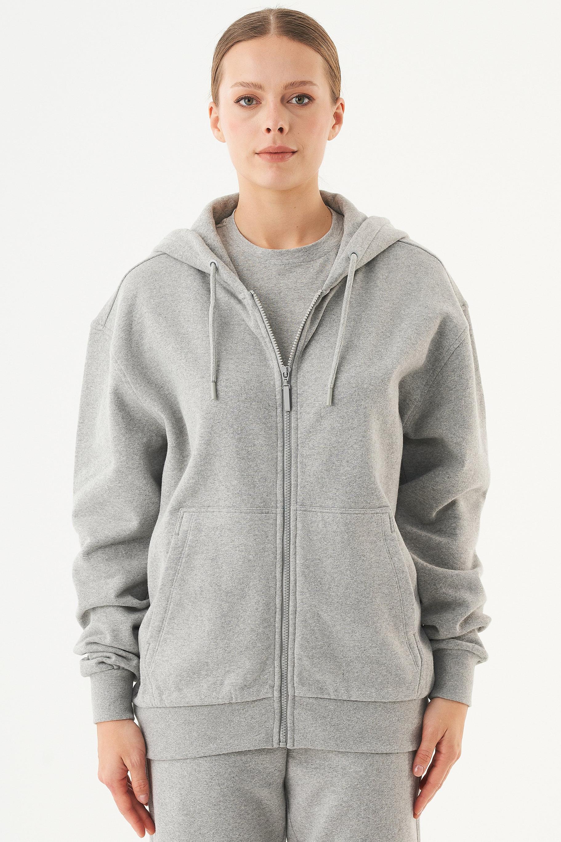 ORGANICATION Herren vegan Unisex Zip-Up Hoodie Junda Hellgrau