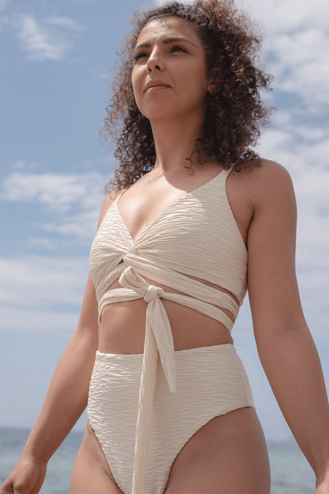 Image of Anekdot dames vegan Jacquard Lin Bikinitop Crème