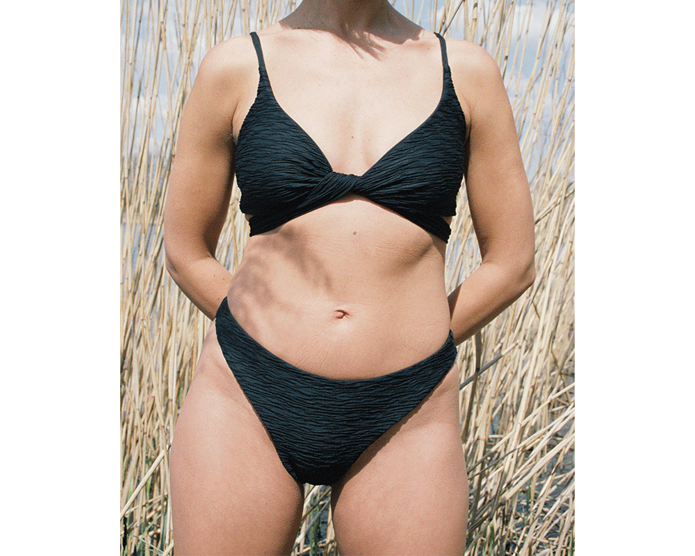 Anekdot womens vegan Jacquard Skyline Slim Bikini Bottom Black