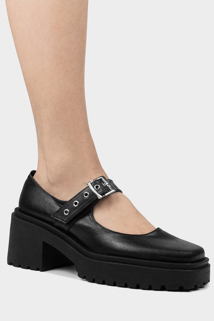 BOHEMA Damen vegan Squared Pumps Schwarz