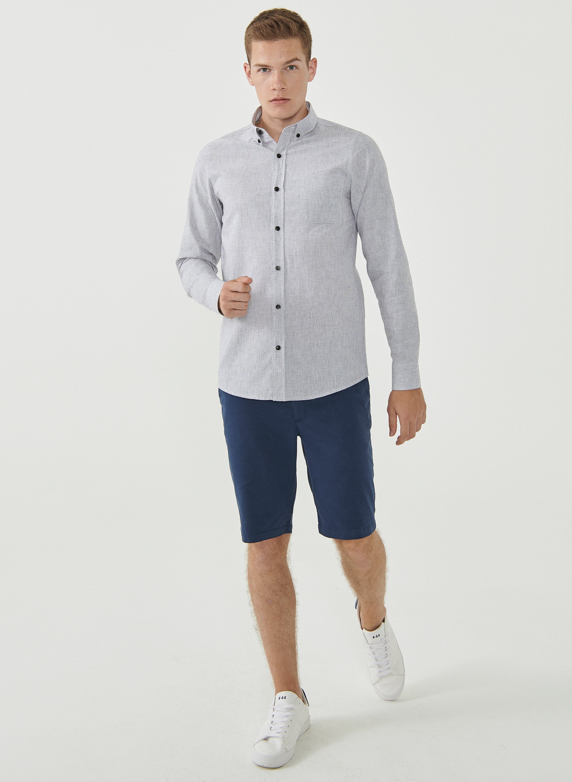 ORGANICATION men vegan Long Sleeve Shirt Light Grey