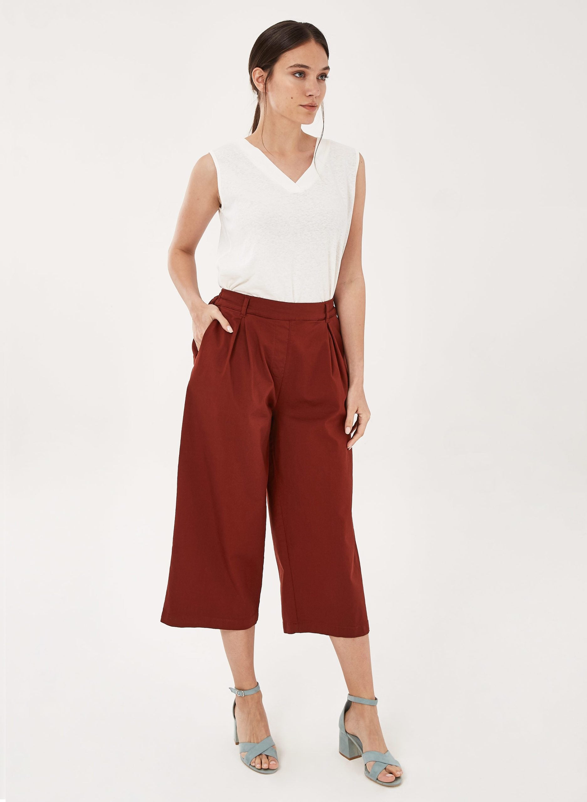 ORGANICATION womens vegan Culotte Pants Dark Red Brown