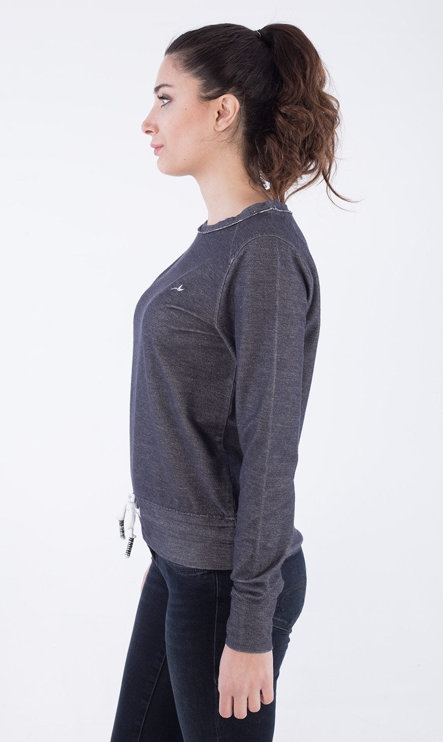 ORGANICATION Sweatshirt Drawstring Donkergrijs