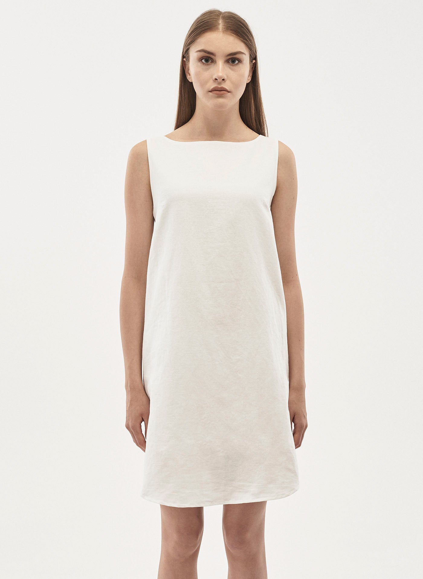knee length dresses for ladies Linen Boat Neck Dress (Sage) main image 0