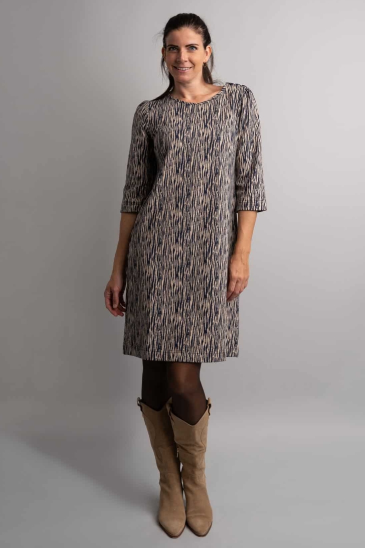 Marjolein Elisabeth Damen vegan Kleid Jolein Marineblau Zebra