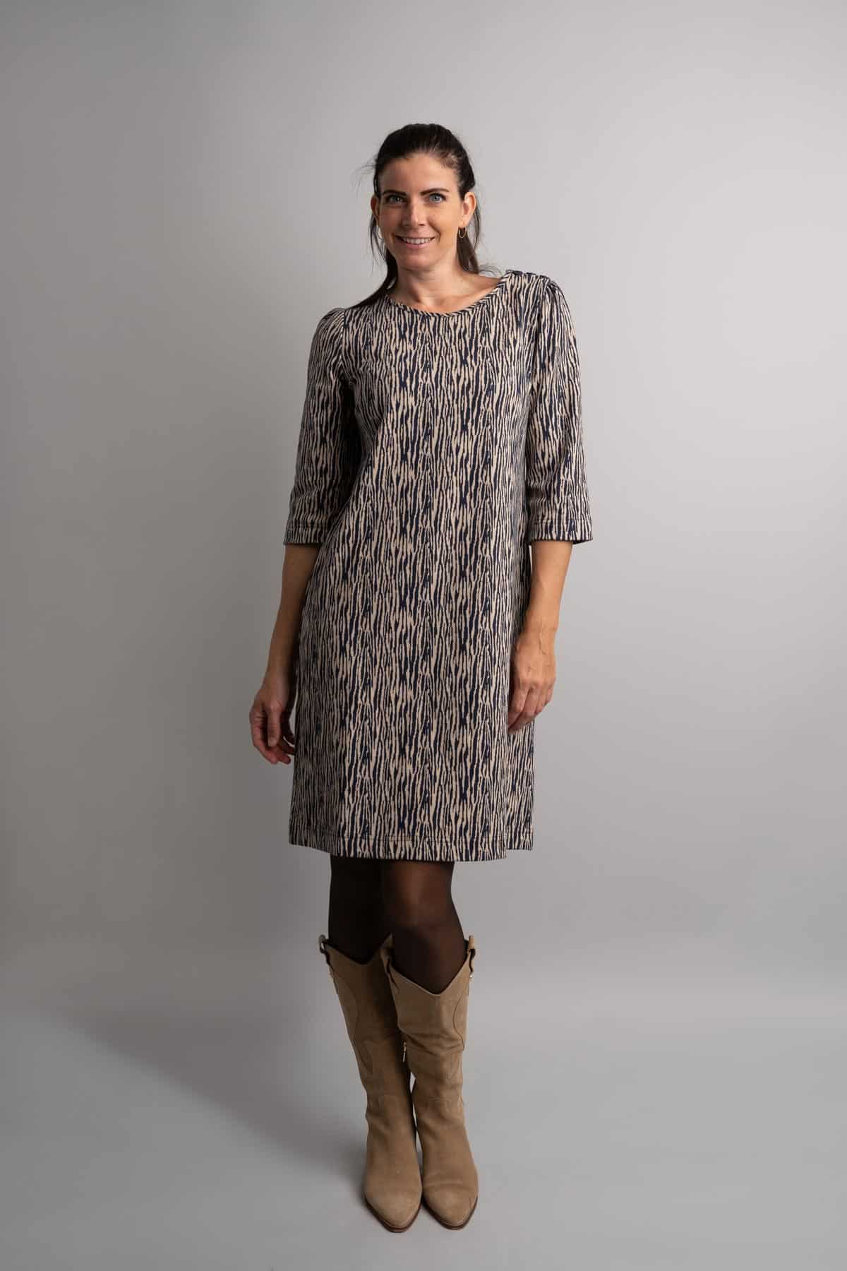 Marjolein Elisabeth womens vegan Dress Jolein Navy Zebra
