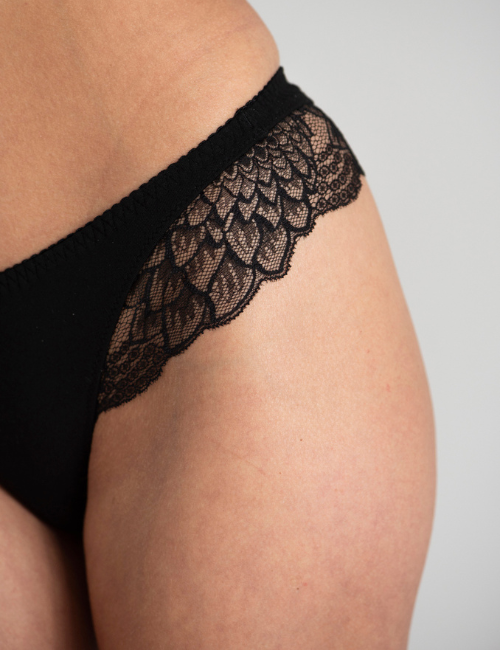 Savara Intimates womens vegan Mid Waist Slip Willow Black
