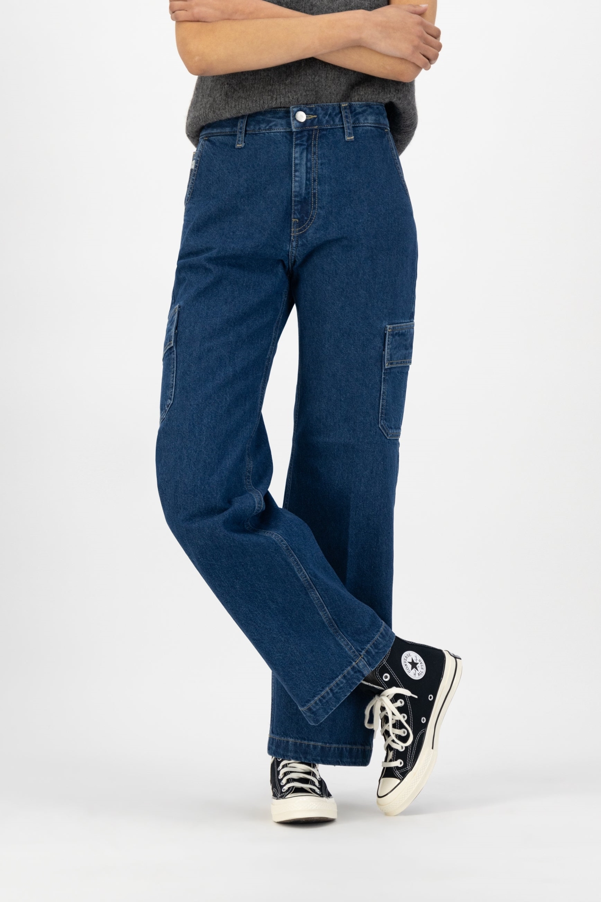 MUD Jeans Damen vegan Wilma Works Jeans Stein Indigo Blau