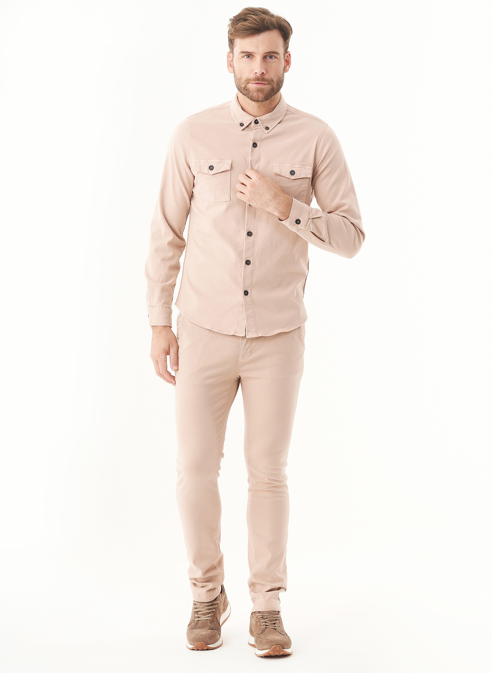 64446 - Herren vegan Hemd Tencel Bio-Baumwolle Beige