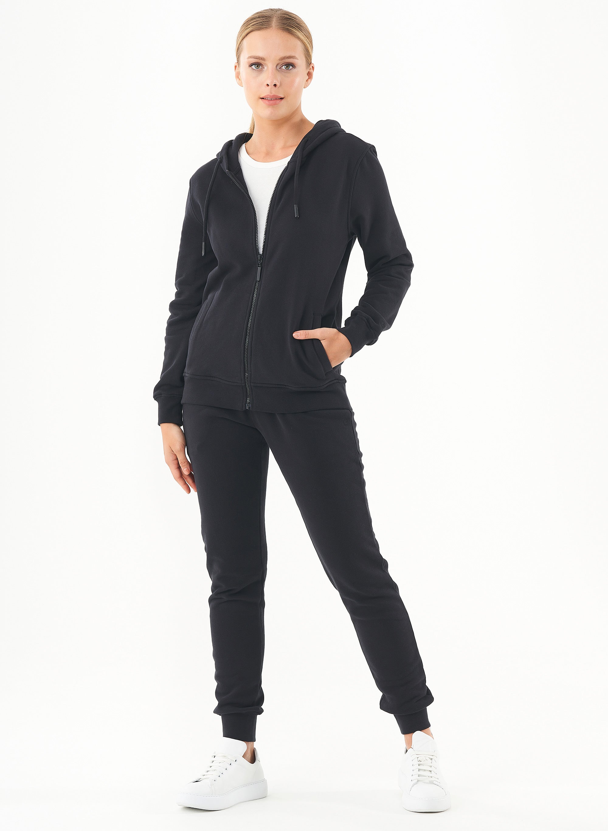 64453 - Damen vegan Soft-Touch-Hoodie Schwarz