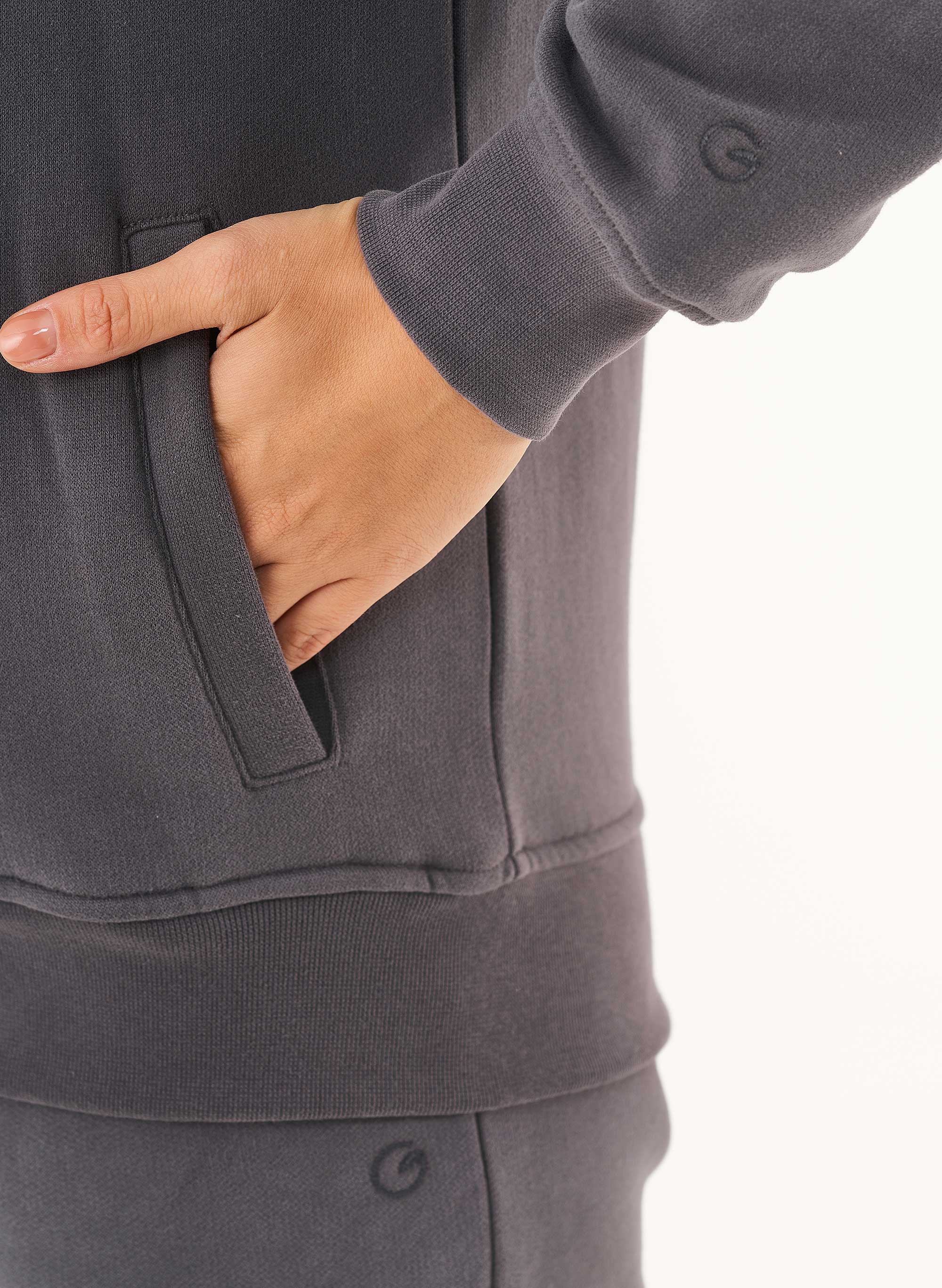 ORGANICATION Soft Touch Zipped Hoodie Asphalt