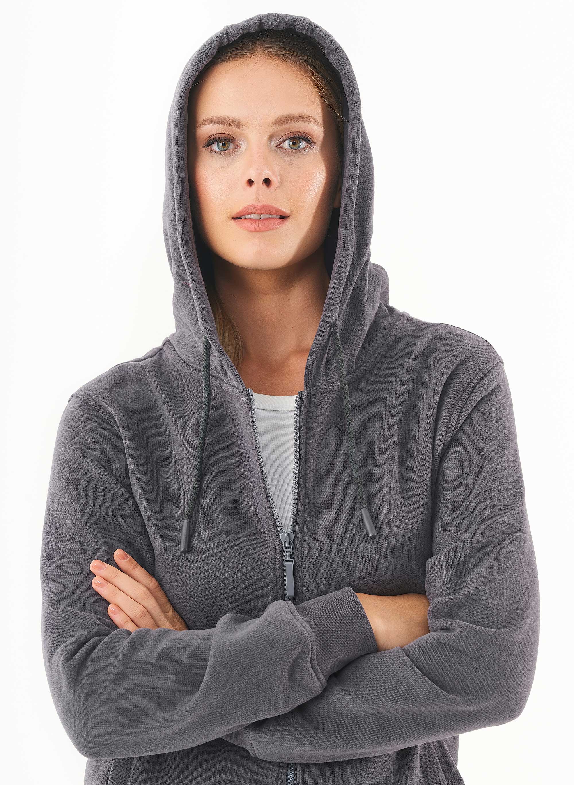 ORGANICATION Soft Touch Zipped Hoodie Asphalt