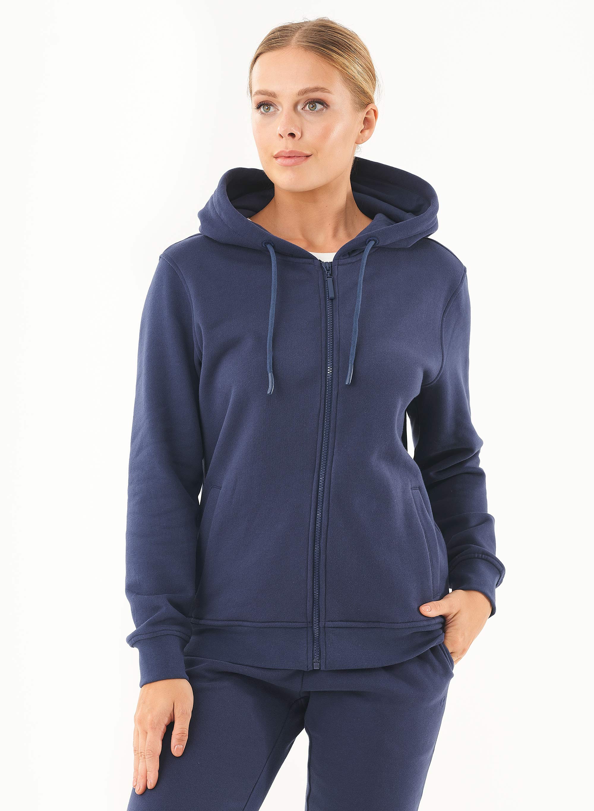 ORGANICATION Soft Touch Zip Hoodie Navy
