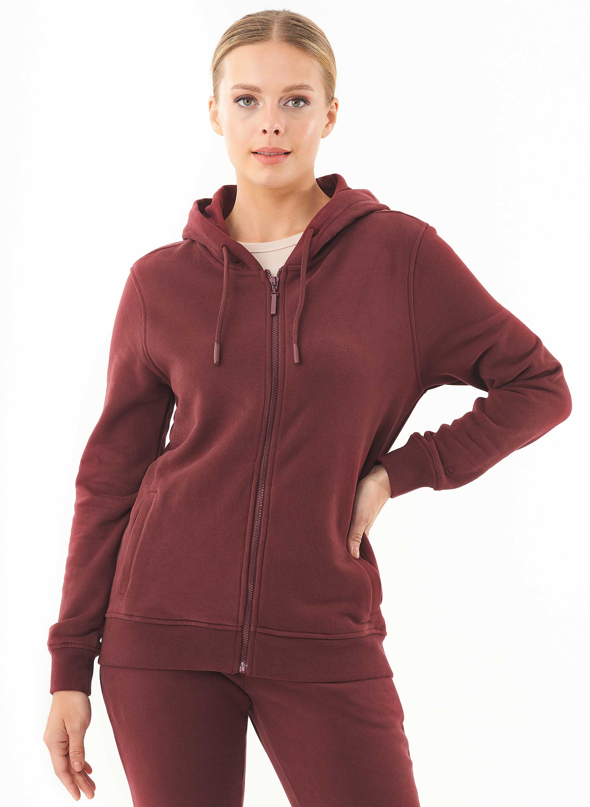 ORGANICATION Soft Touch Zip Hoodie Burgundy