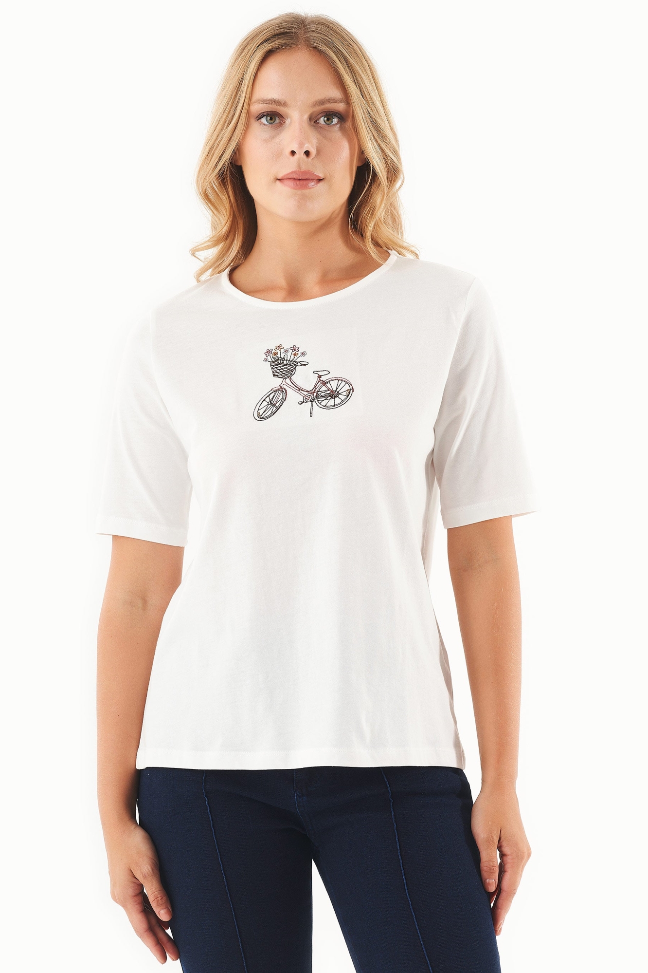 ORGANICATION womens vegan T-Shirt Organic Cotton Bicycle Off-White