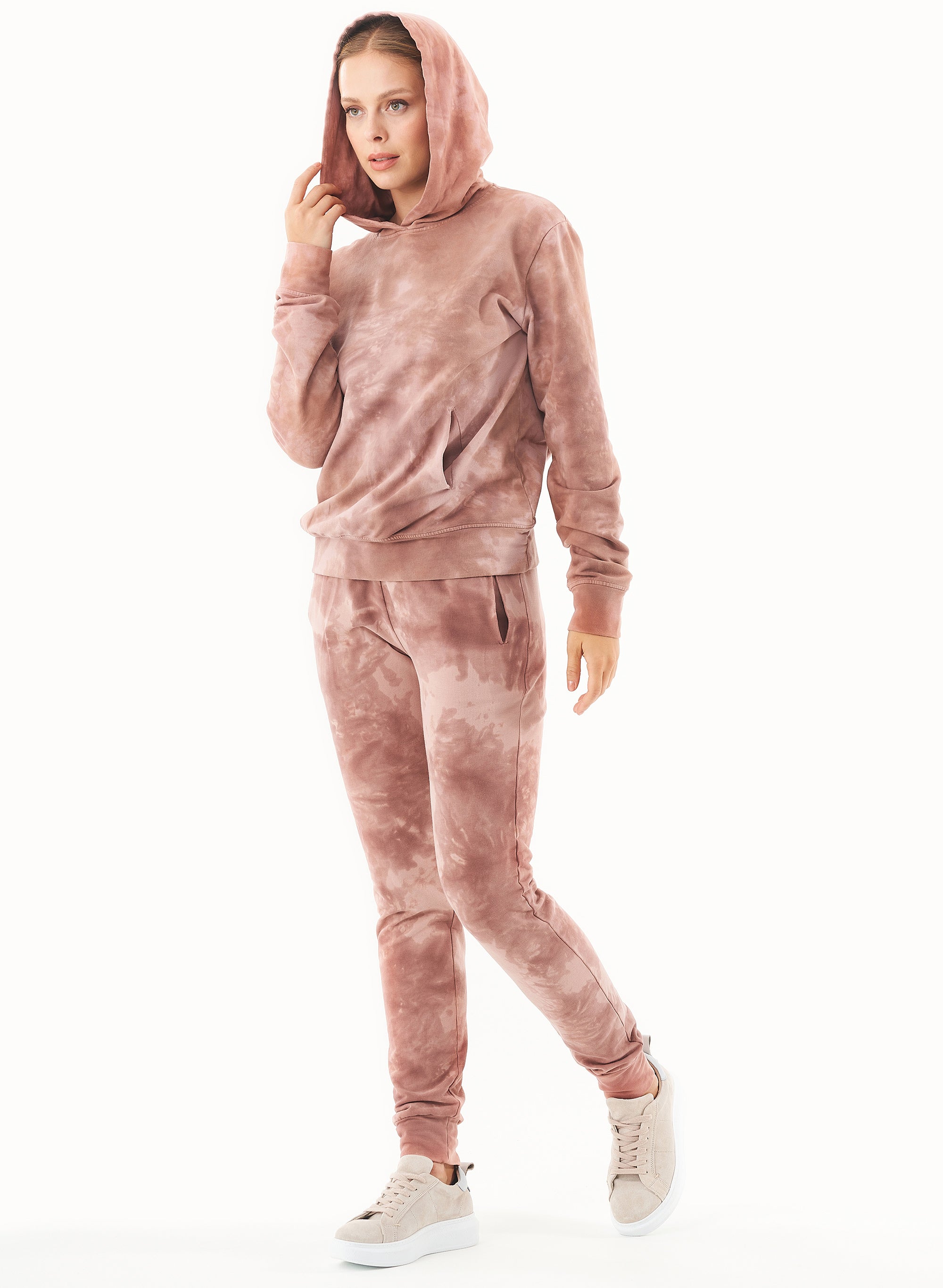 64552 - Damen vegan Batik-Sweat-Hoodie Aus Bio-Baumwolle Misty Rose 64552 - Damen vegan Batik-Sweat-Hoodie Aus Bio-Baumwolle Misty Rose