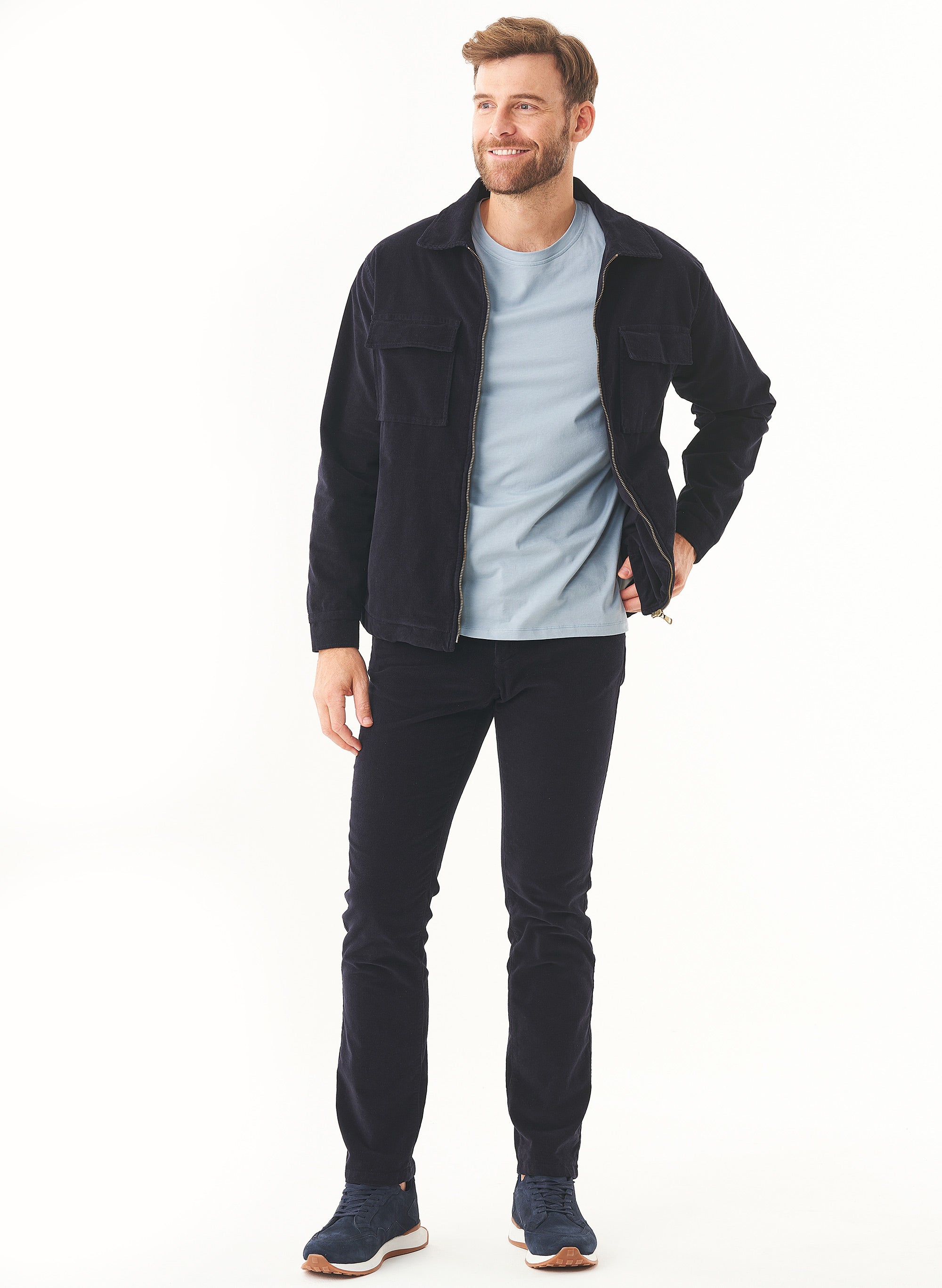ORGANICATION Corduroy Slim Fit Pants Dark Navy