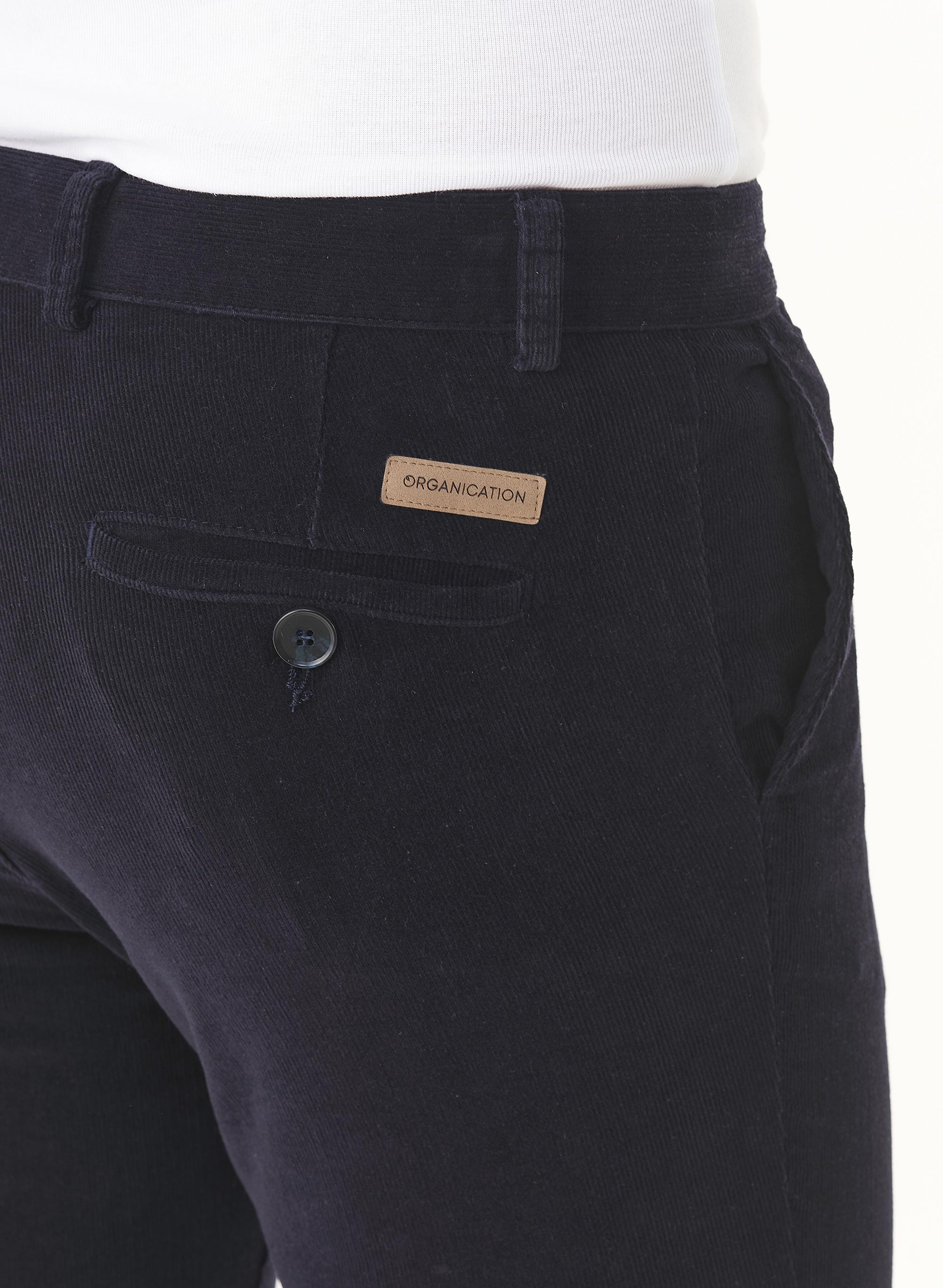 ORGANICATION Corduroy Slim Fit Pants Dark Navy