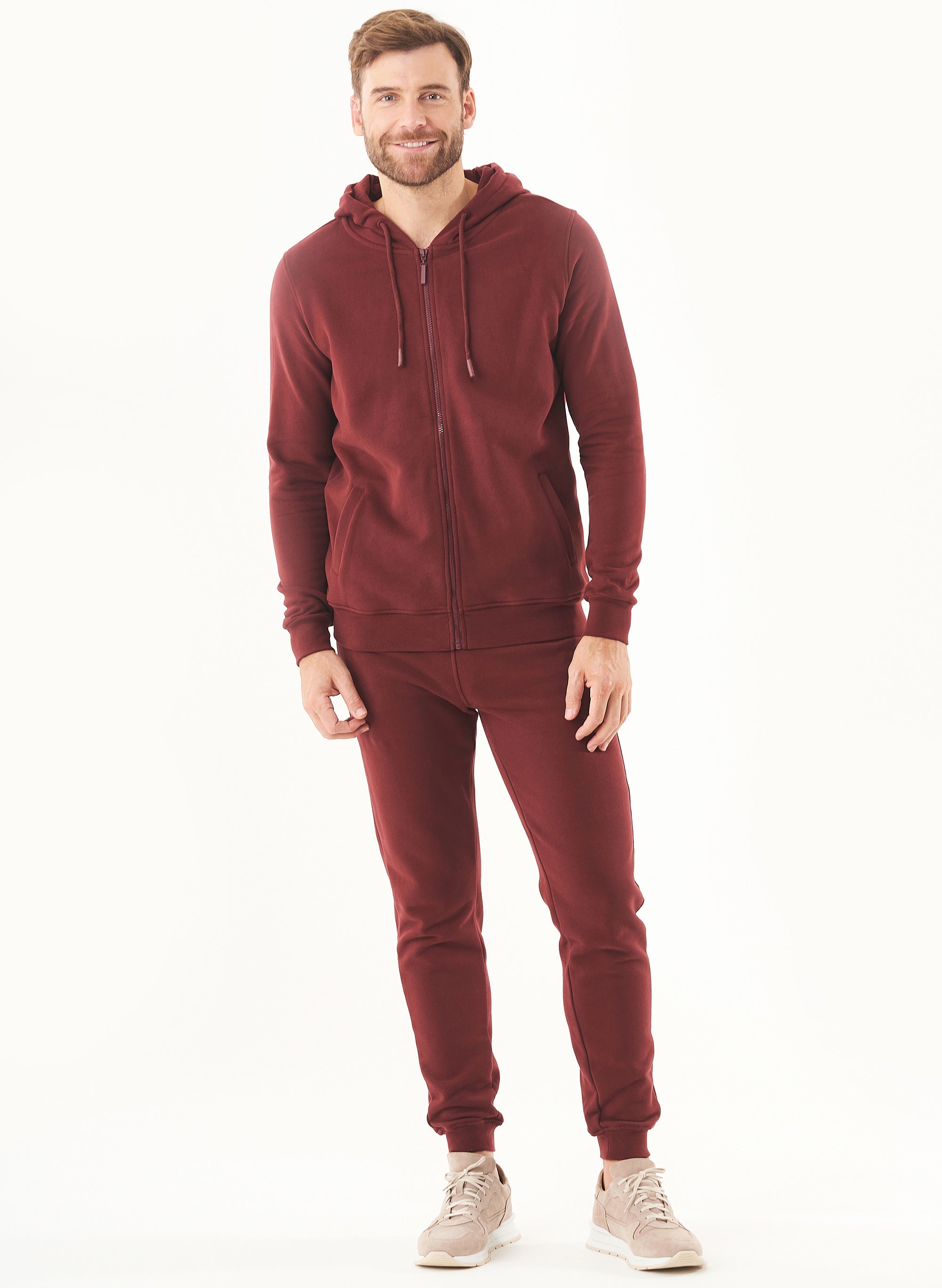 64811 - Herren vegan Sweatjacke Soft Touch Bordeaux