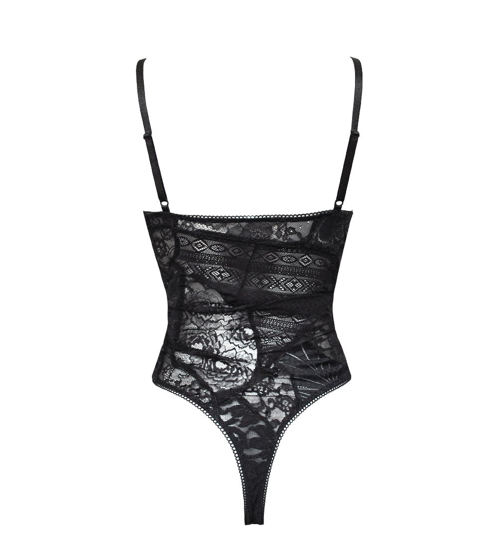 Anekdot womens vegan Bouquet Bodysuit Black