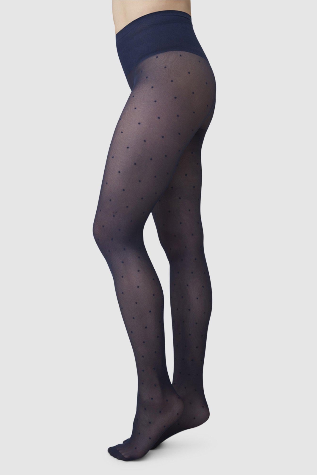 Swedish Stockings womens vegan Doris Dots Tights Dark Navy