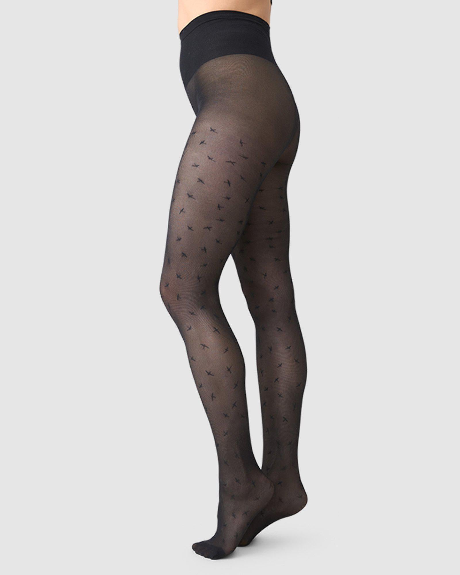 Swedish Stockings womens vegan Alex Bird Tights Black