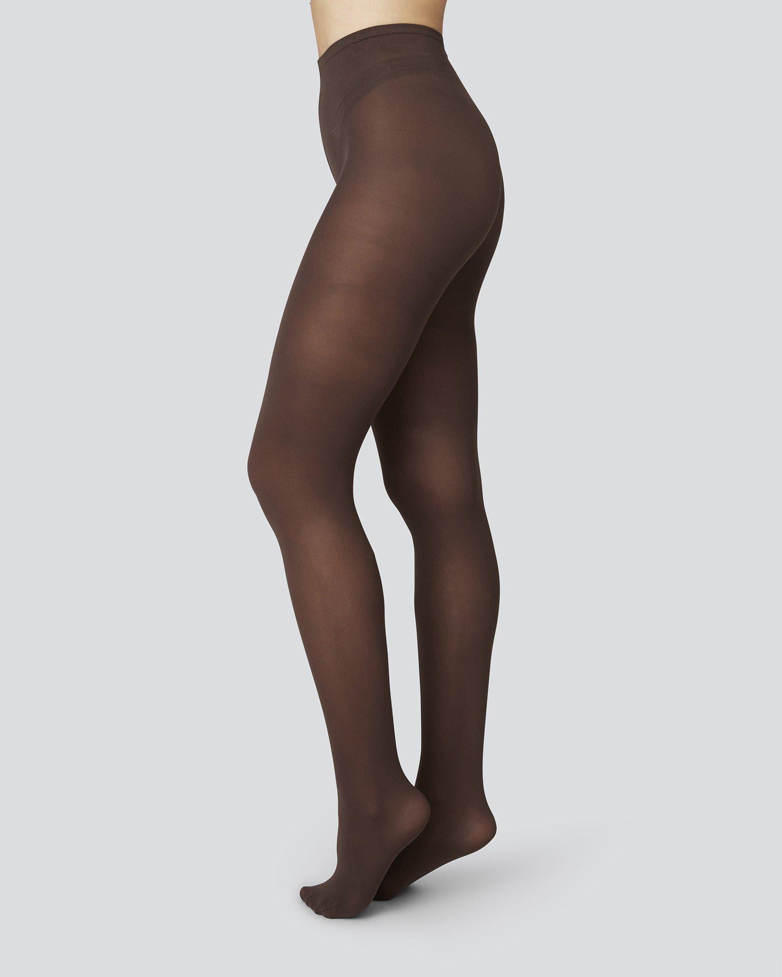 Swedish Stockings womens vegan Olivia Premium Tights Dark Brown