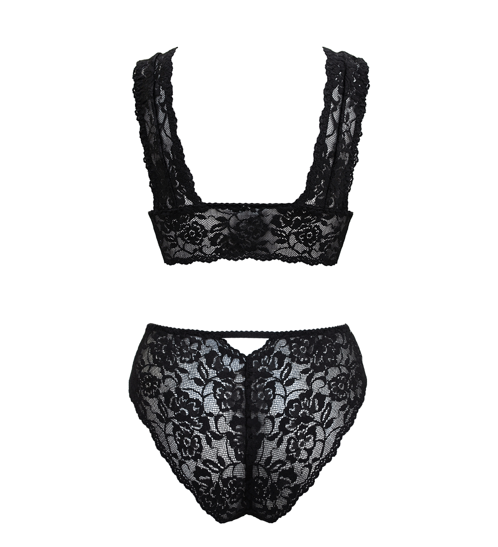 Anekdot womens vegan Lingerie Set Black Amber