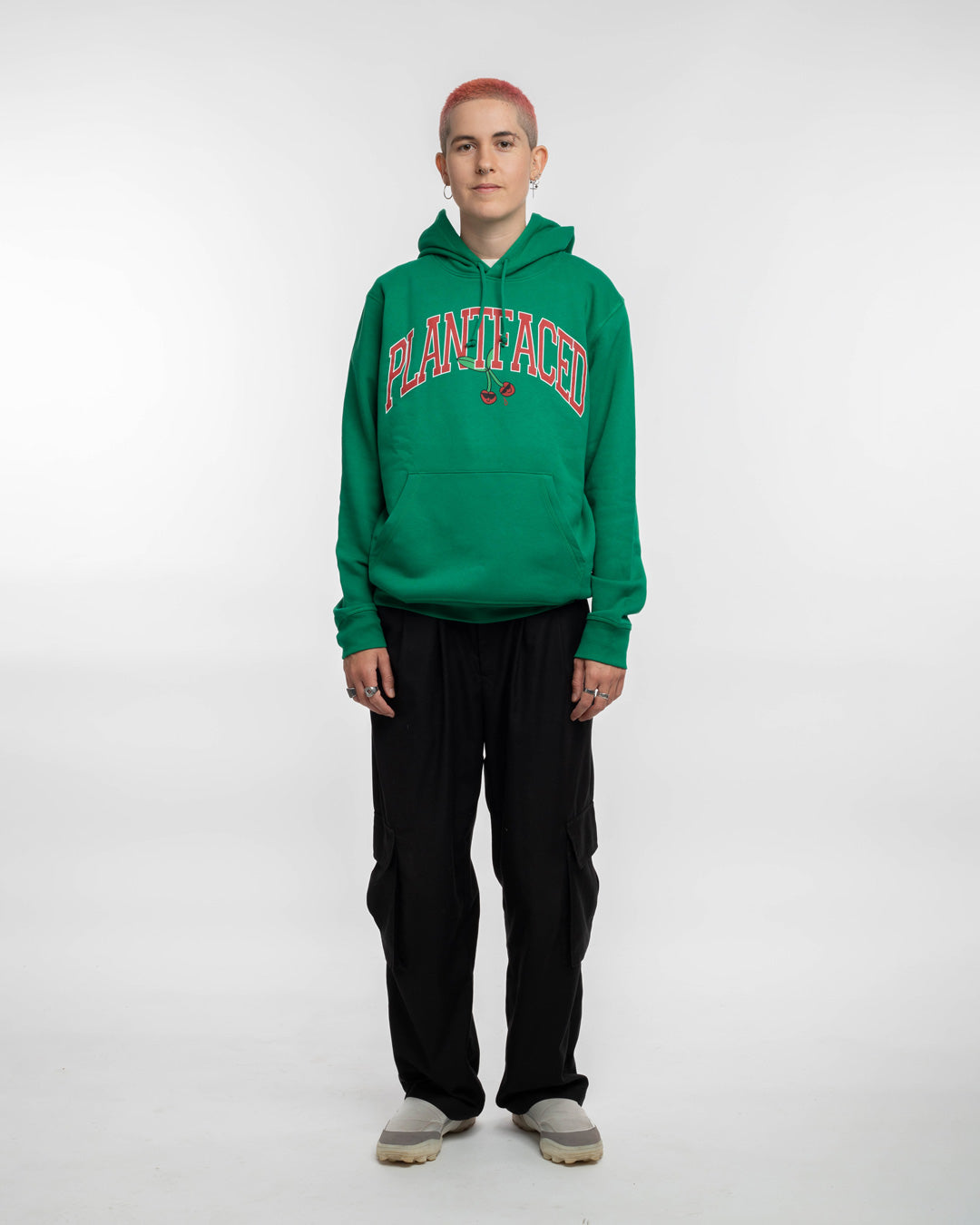 Plant Faced Clothing womens vegan Hoodie Cherry Green