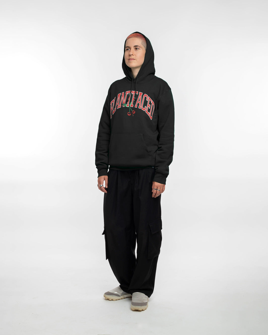 Plant Faced Clothing womens vegan Hoodie Cherry Black