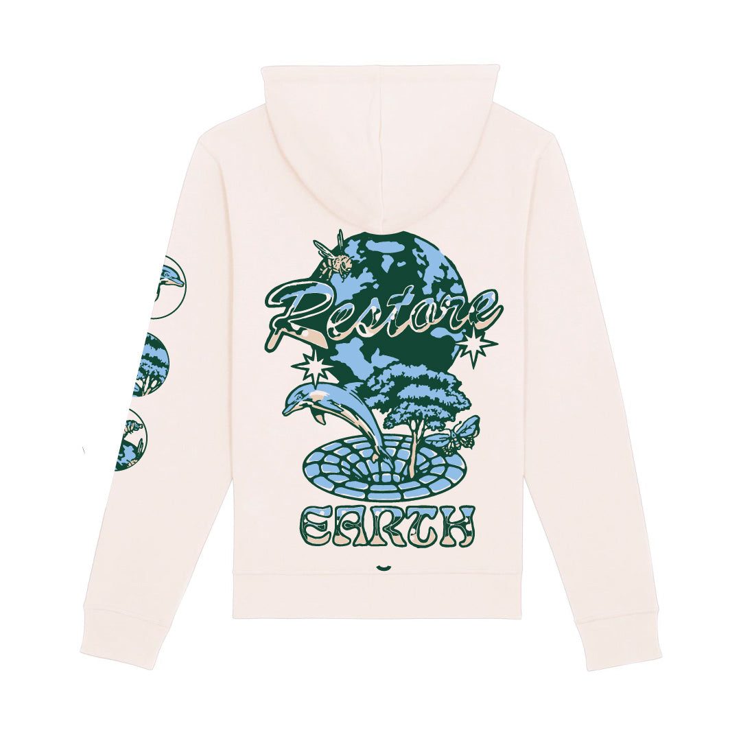 Plant Faced Clothing womens vegan Hoodie Restore Earth Cream