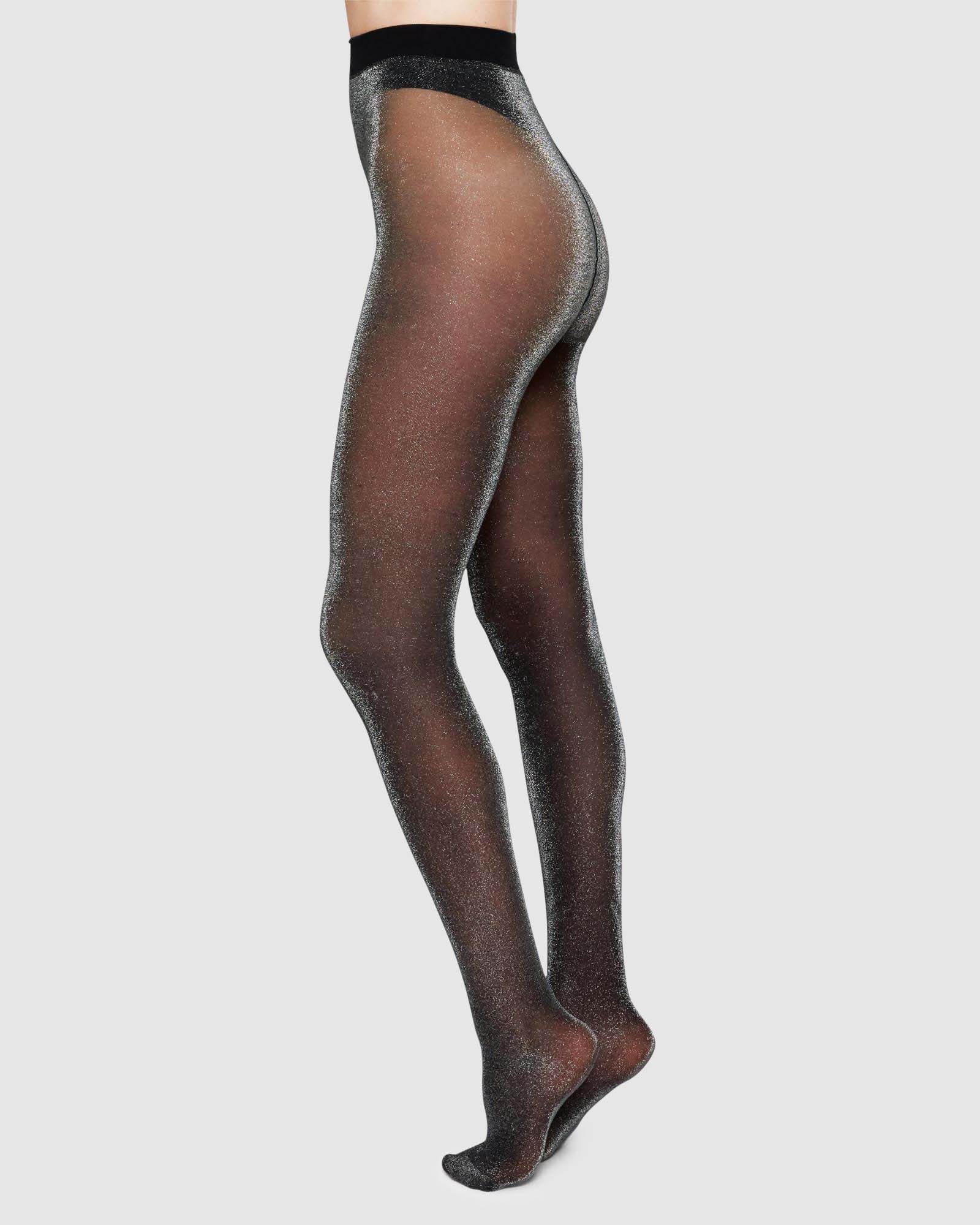 Swedish Stockings womens vegan Tora Shimmery Tights Black