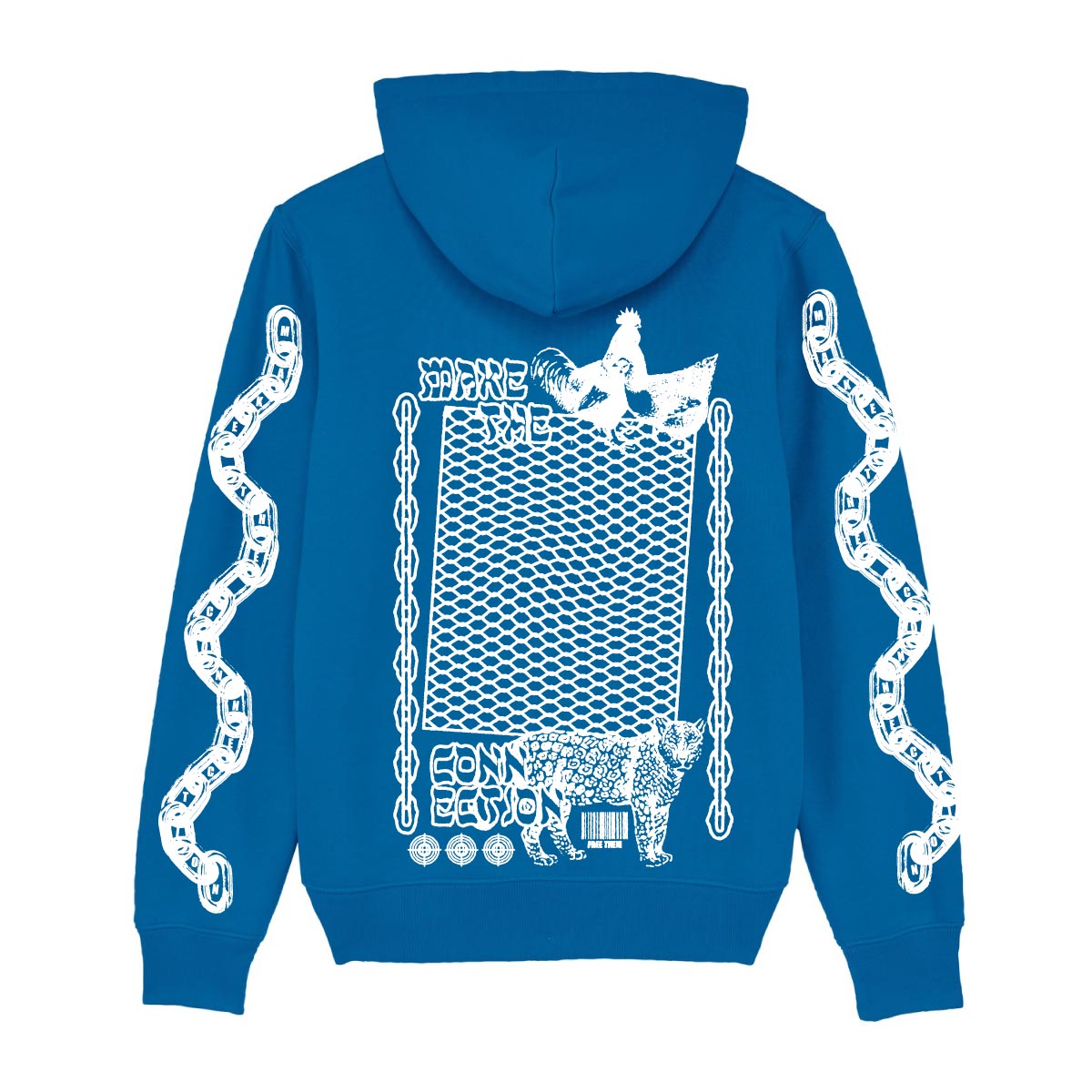 Plant Faced Clothing womens vegan Hoodie Make The Connection Blue