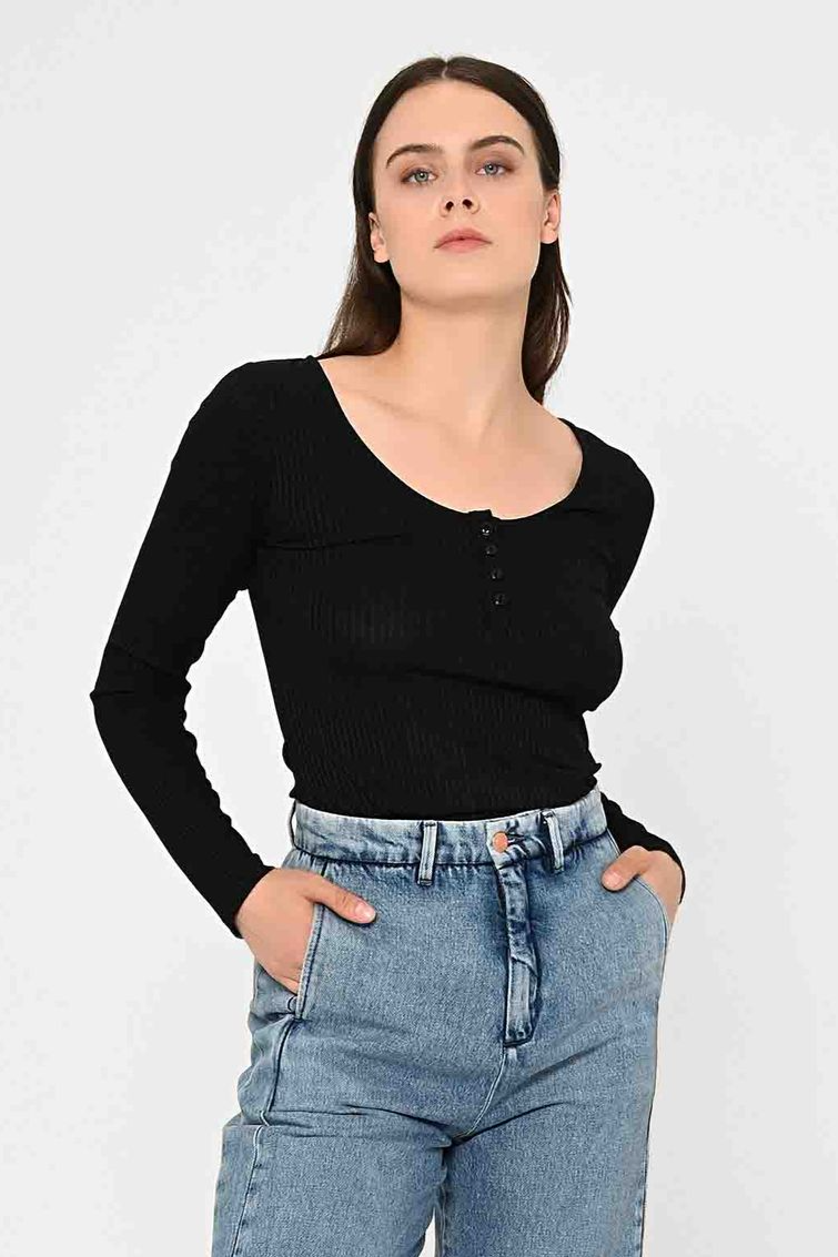 Lovjoi Damen vegan Longsleeve Aracea Schwarz
