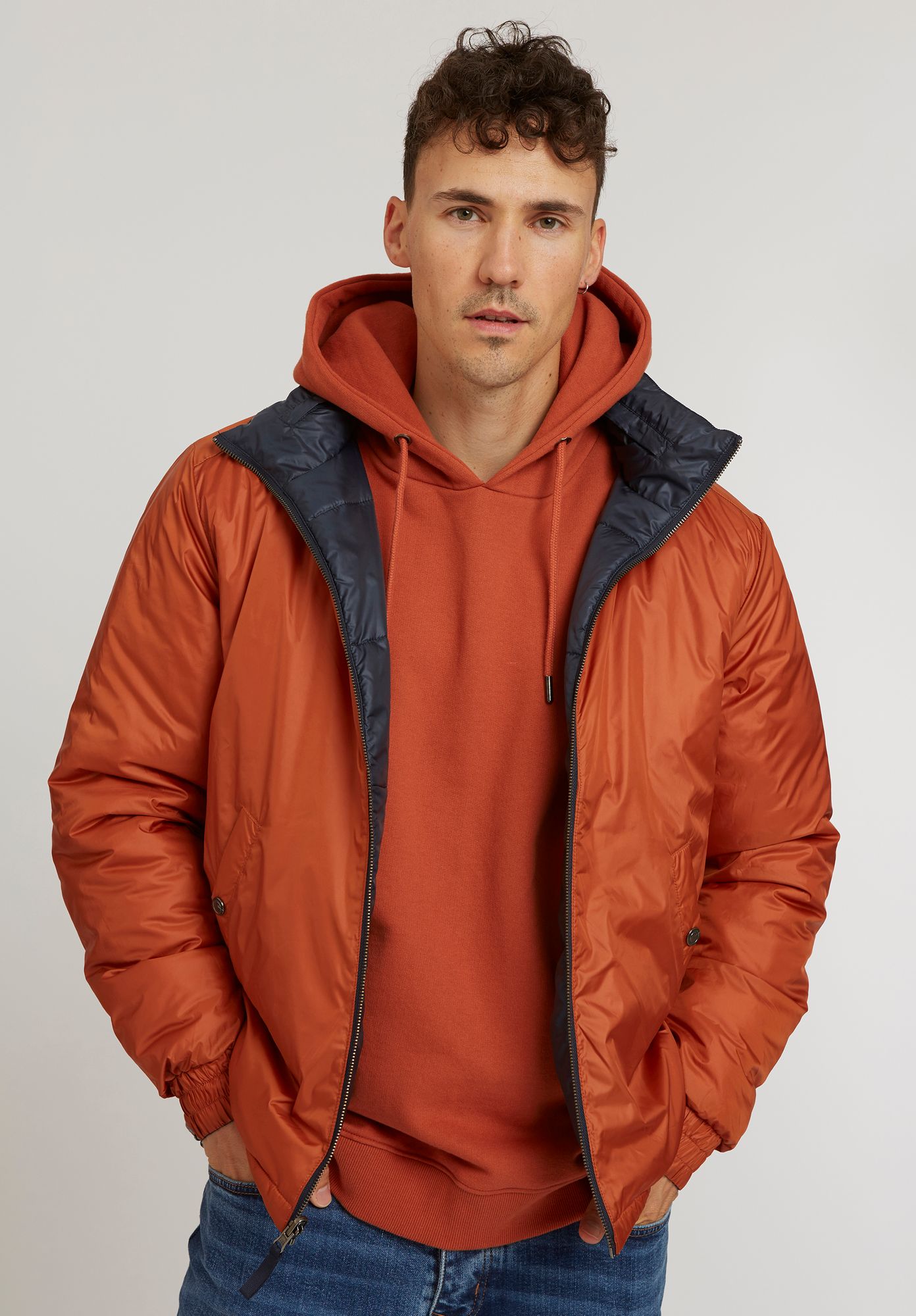 ThokkThokk men vegan Reversible Jacket Dark Navy / Cinnamon