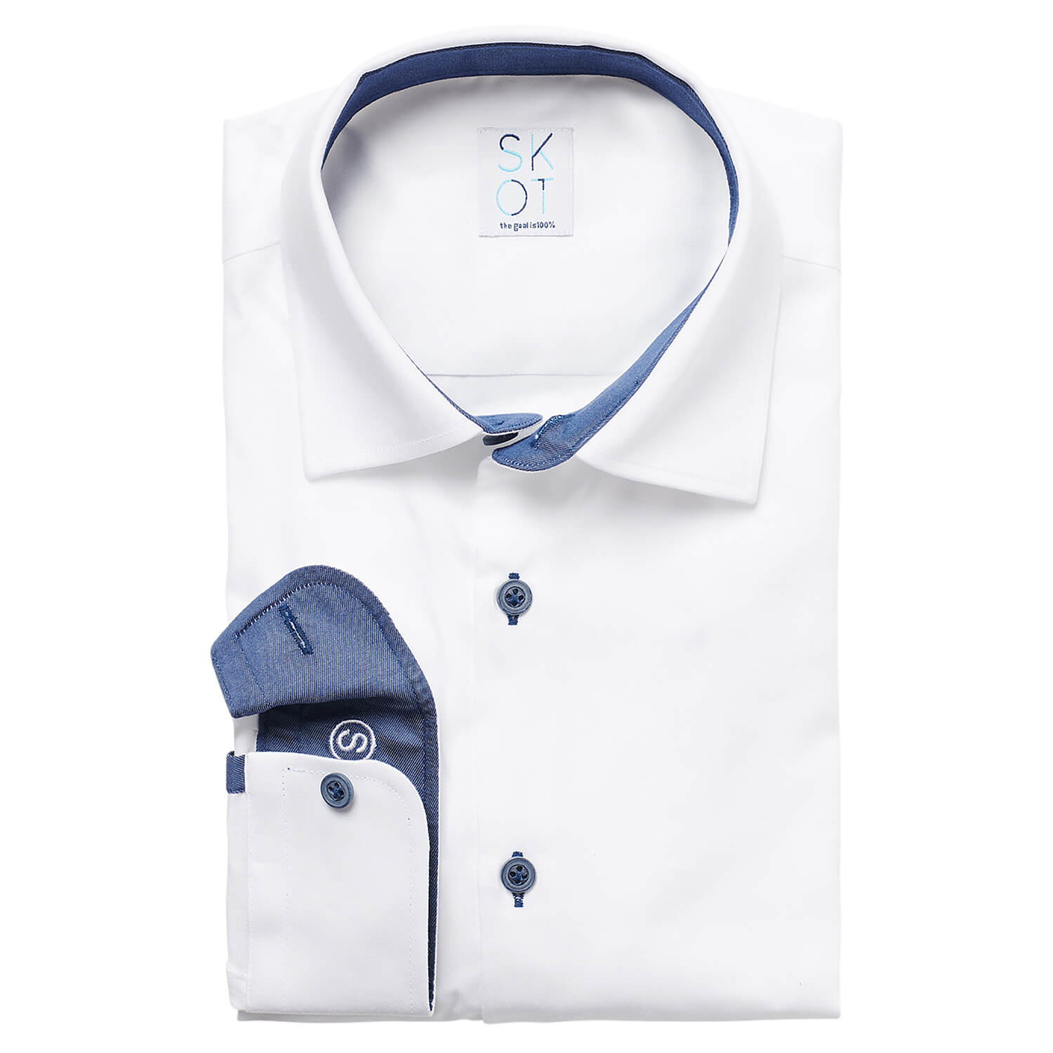 SKOT men vegan Shirt Slim Fit Circular White Contrast
