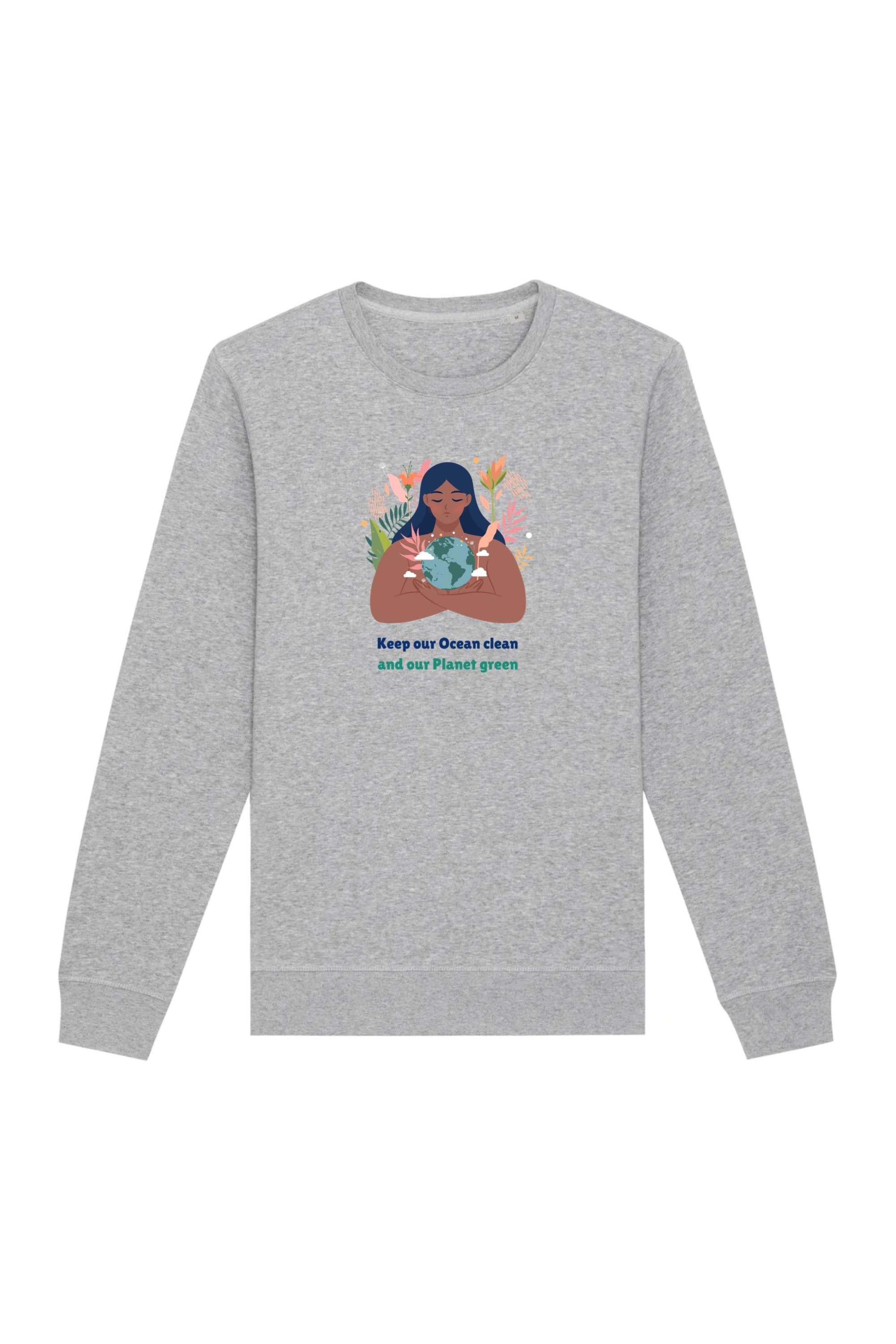 Image of Oat Milk Club dames vegan Sweatshirt Green Planet Grijs