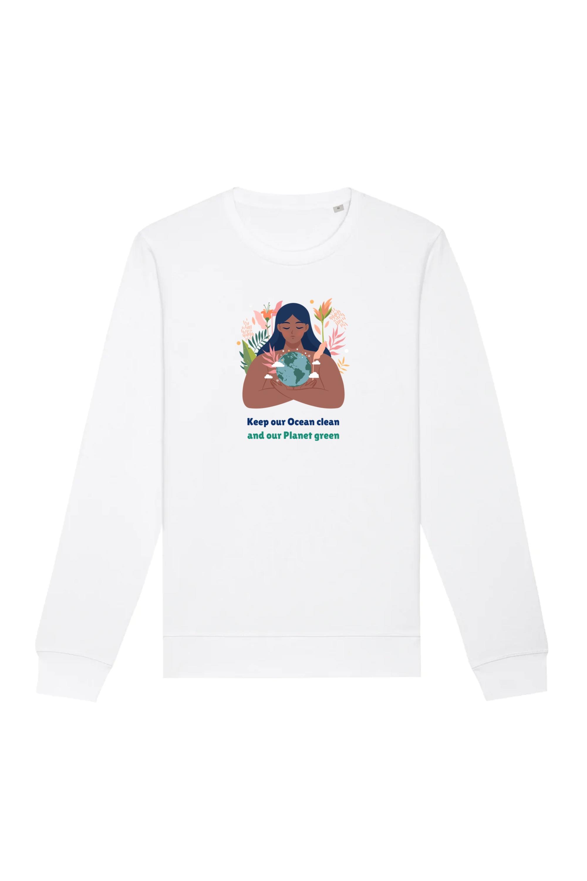 Image of Oat Milk Club dames vegan Sweatshirt Green Planet Wit