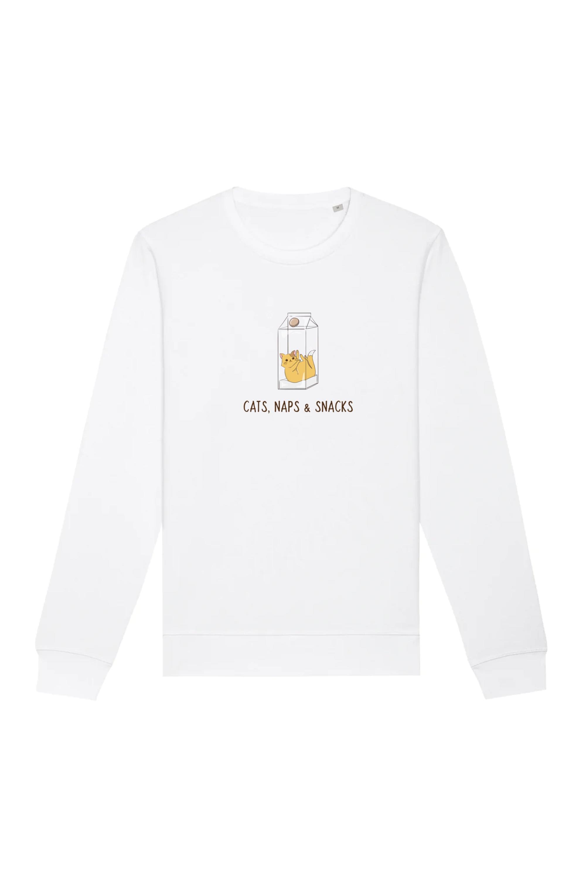 Image of Oat Milk Club dames vegan Sweatshirt Cats, Naps & Snacks Wit