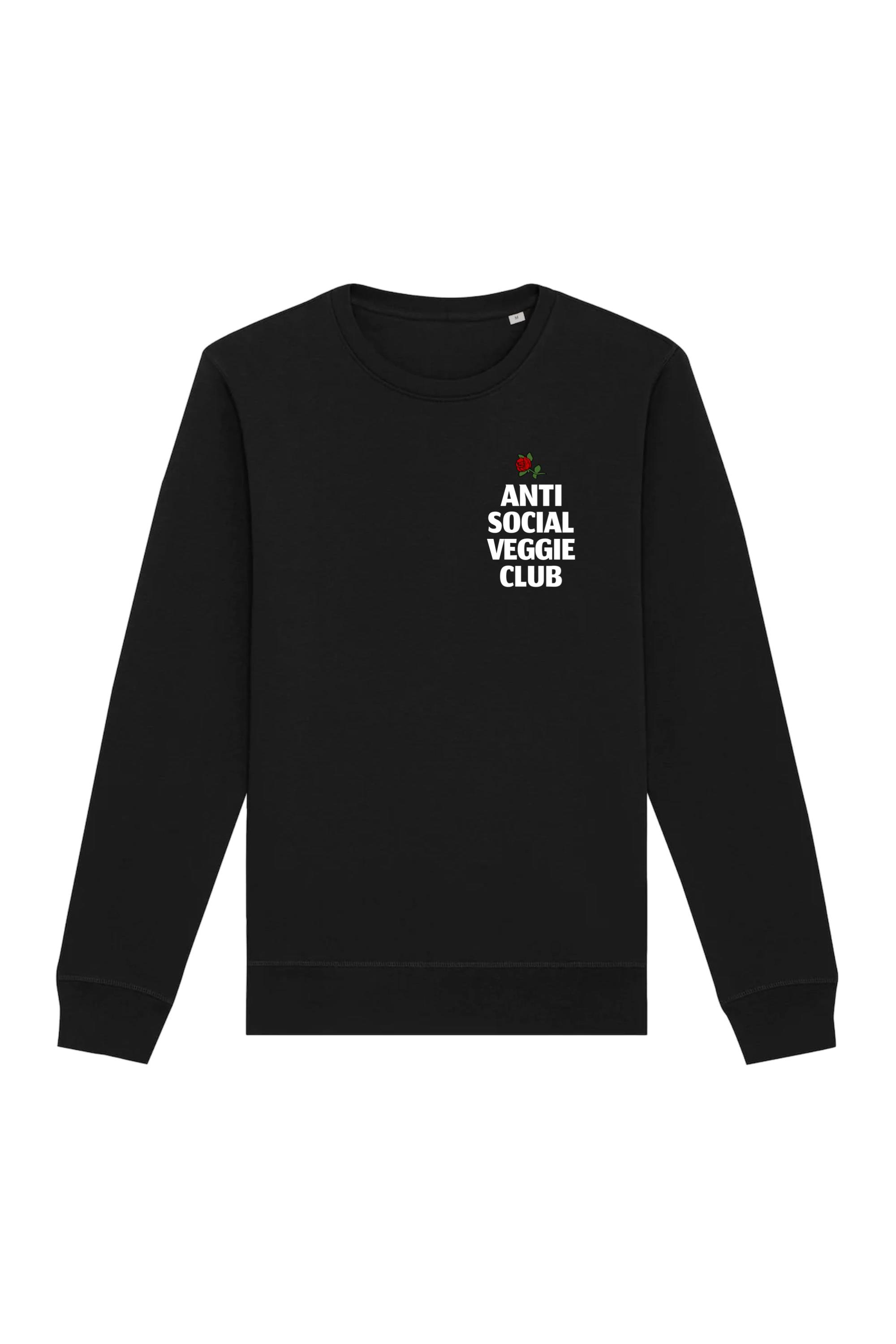 Image of Oat Milk Club dames vegan Sweatshirt Anti Social Veggie Club Zwart