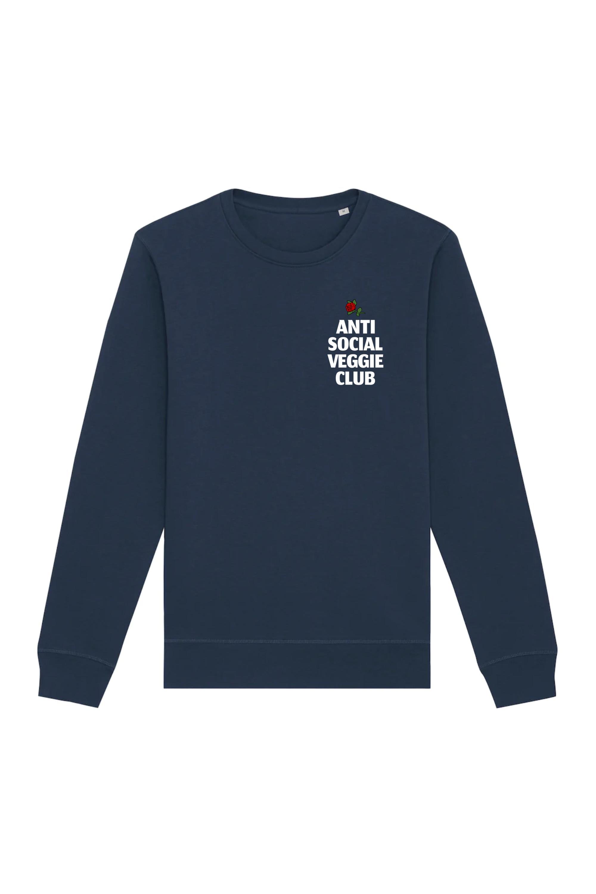 Image of Oat Milk Club dames vegan Sweatshirt Anti Social Veggie Club Navy