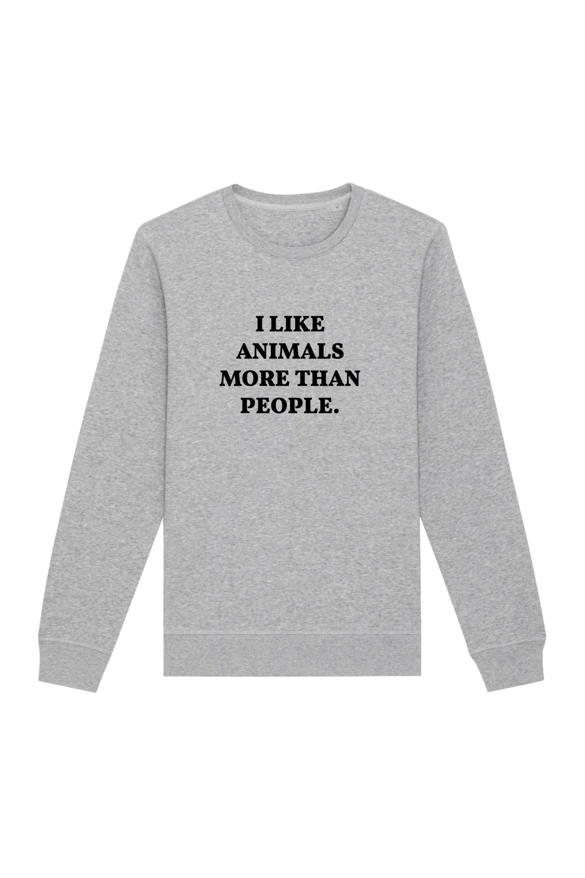 Image of Oat Milk Club dames vegan Sweatshirt I Like Animals More Grey