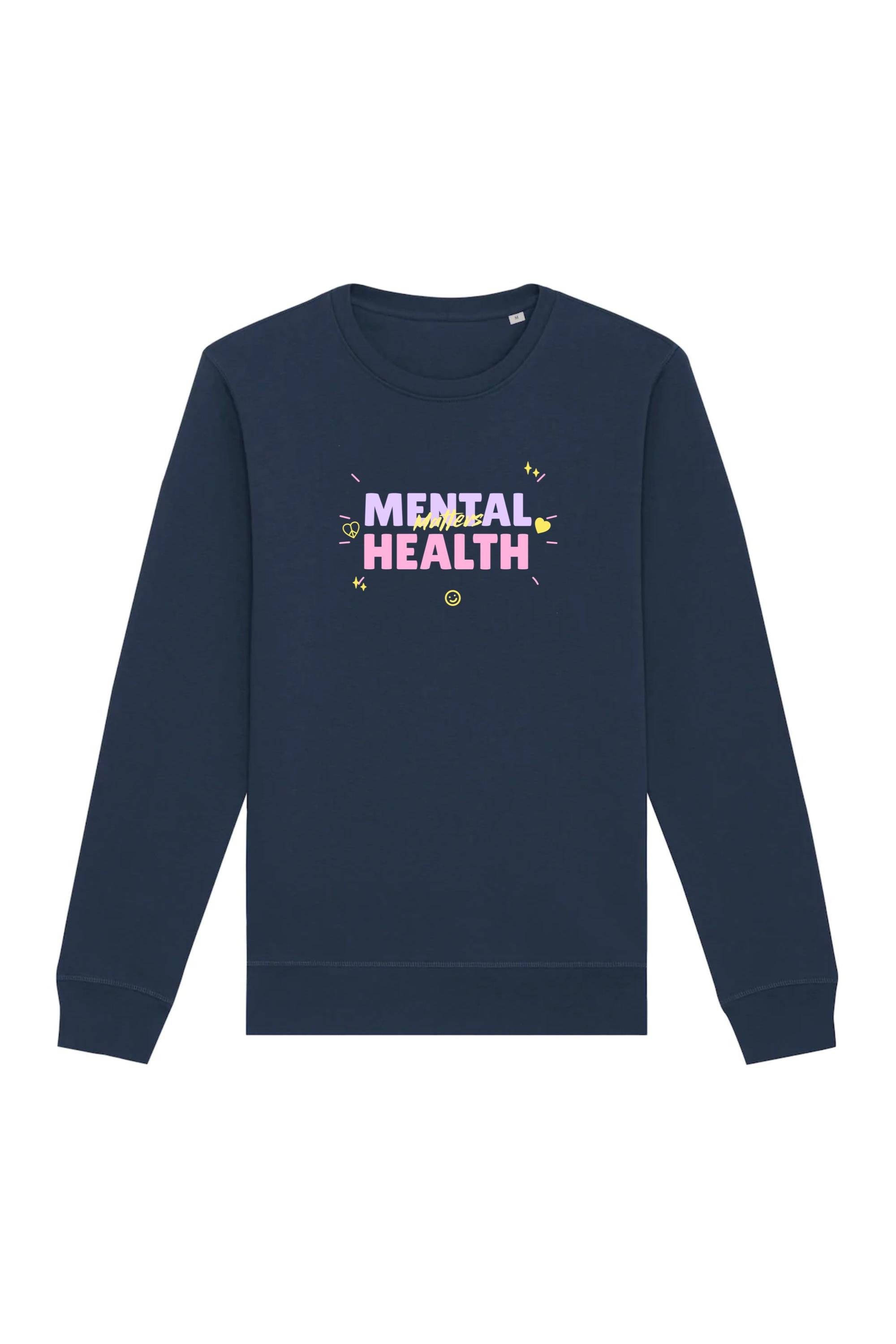 Image of Oat Milk Club dames vegan Sweatshirt Mental Health Matters Navy