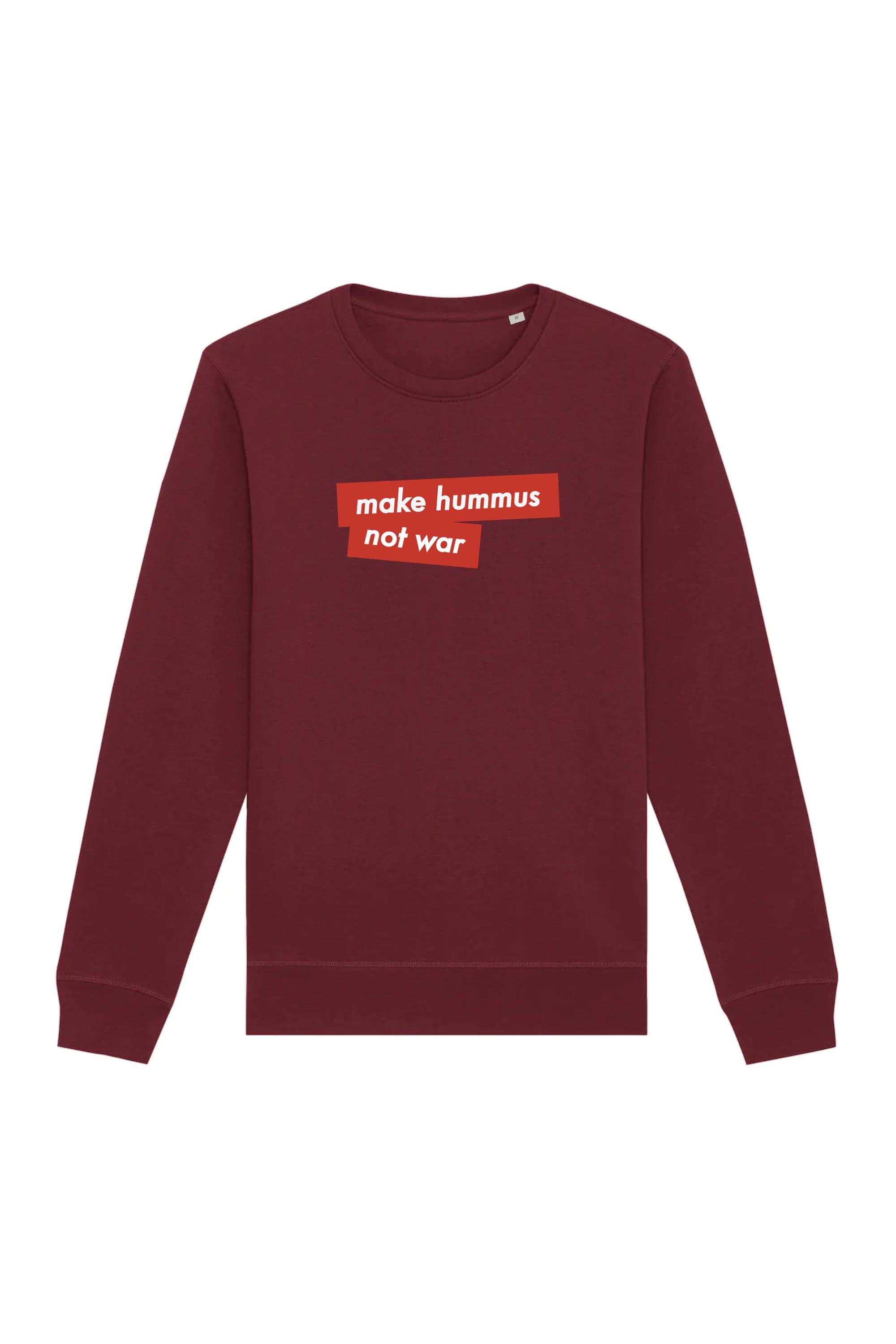Image of Oat Milk Club dames vegan Sweatshirt Make Hummus Not War Bordeaux