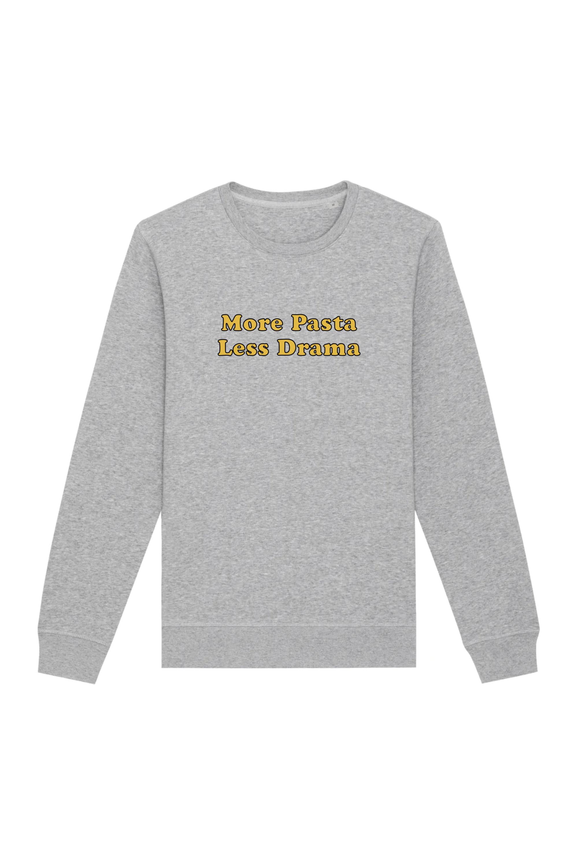 Image of Oat Milk Club dames vegan Sweatshirt More Pasta Less Drama Grijs