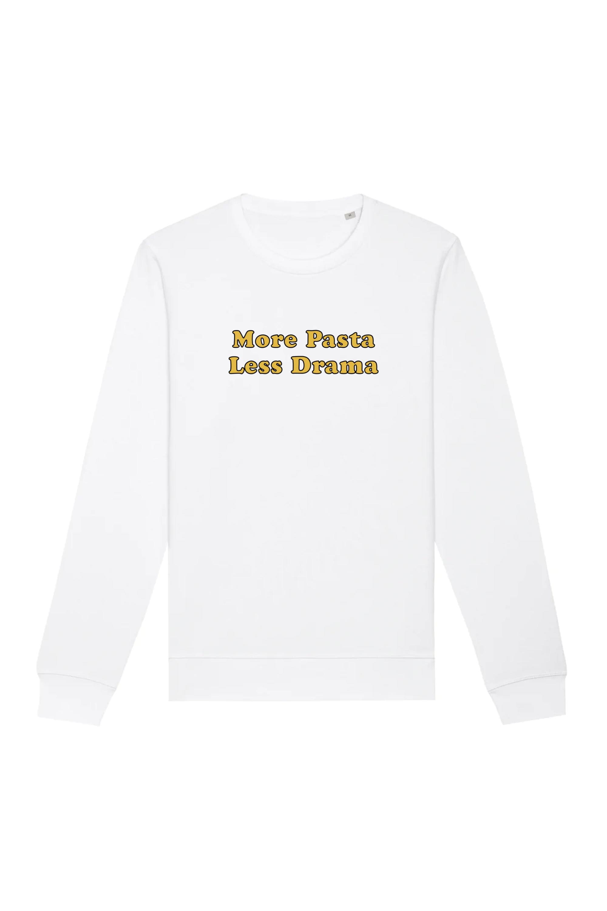 Image of Oat Milk Club dames vegan Sweatshirt More Pasta Less Drama Wit