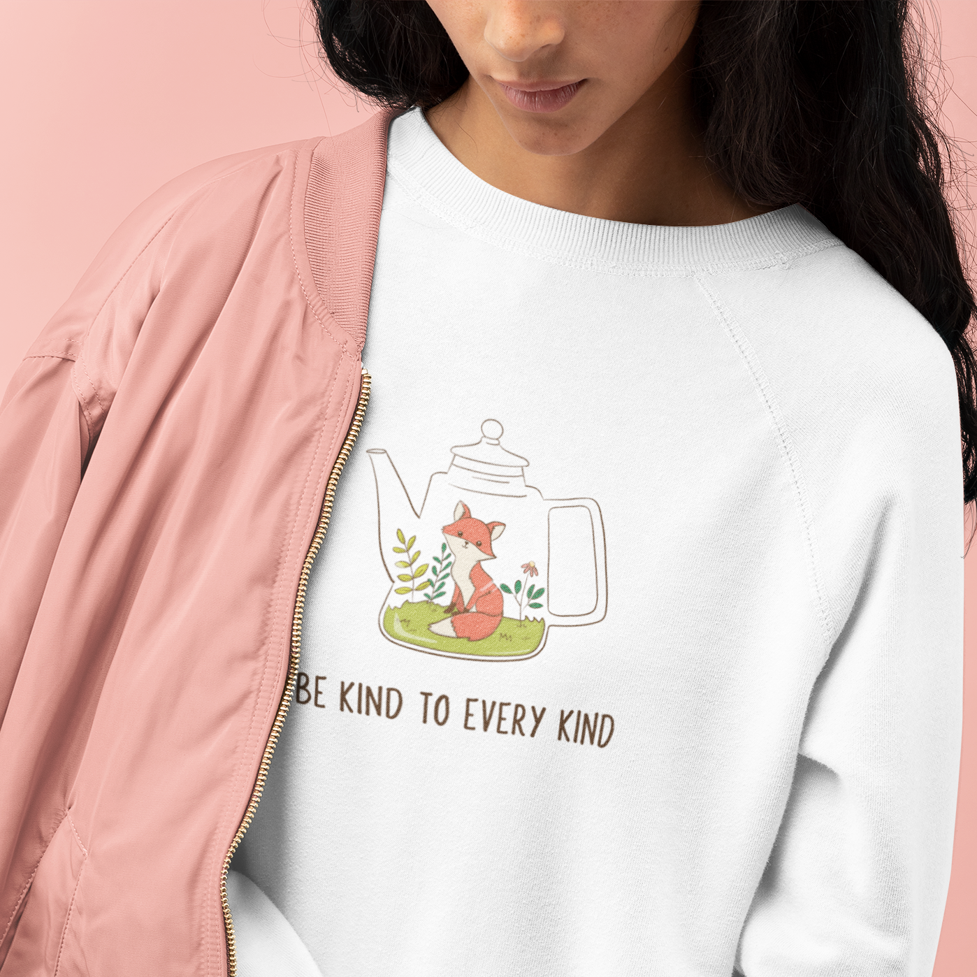 68123 - Damen vegan Sweatshirt Be Kind To Every Kind WeiÃŸ