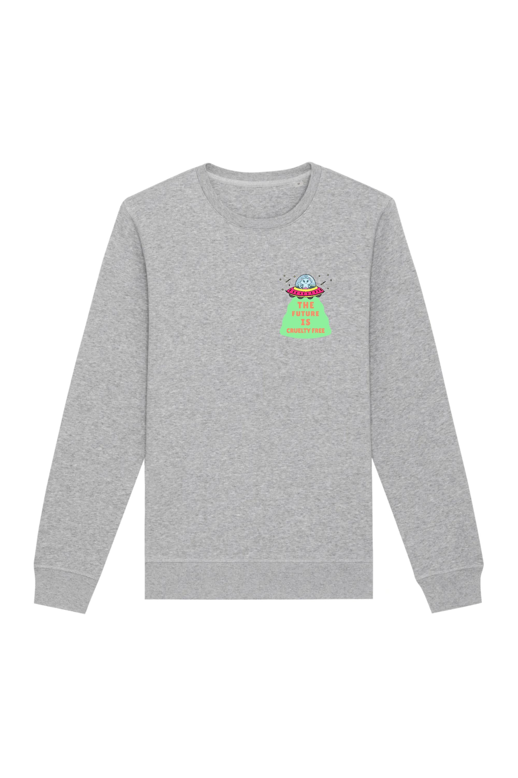 Image of Oat Milk Club dames vegan Sweatshirt The Future Is Cruelty Free Grijs